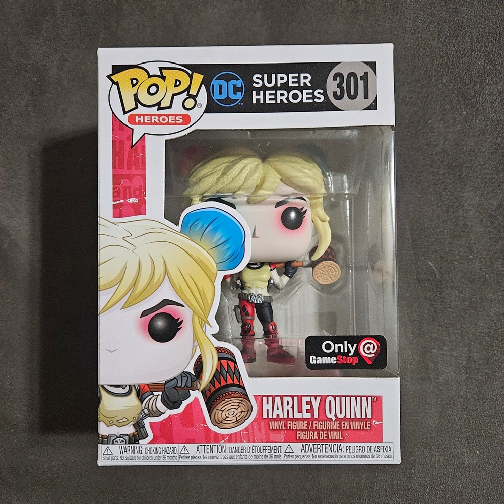 Funko Pop DC Super Heroes Harley Quinn 301 GameStop Exclusive Vinyl Figure